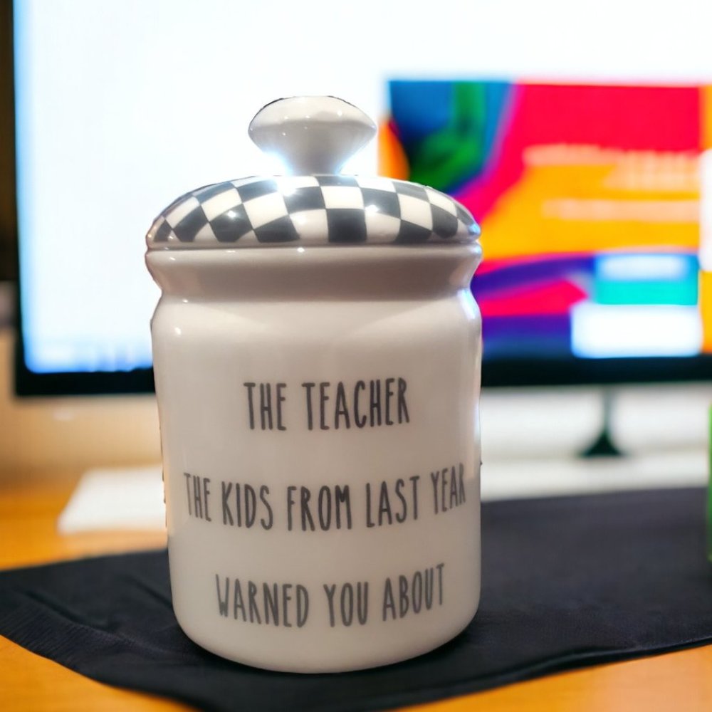 Teacher Canister - "The Teacher Warned" - Humorous Teacher Gift by Transpac